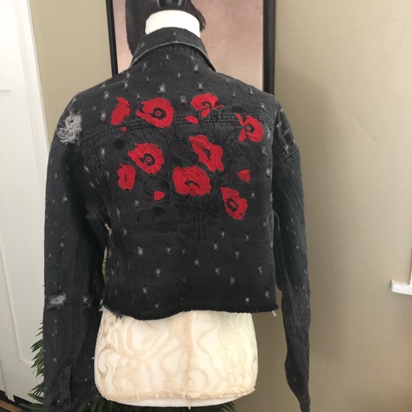 Distressed Embroidered Jean Jacket - Picture 4 of 7